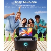 Ikarao Karaoke Machine with Screen, 2 Wireless Mics, 280W Peak Power, Portable Speaker for Music Party