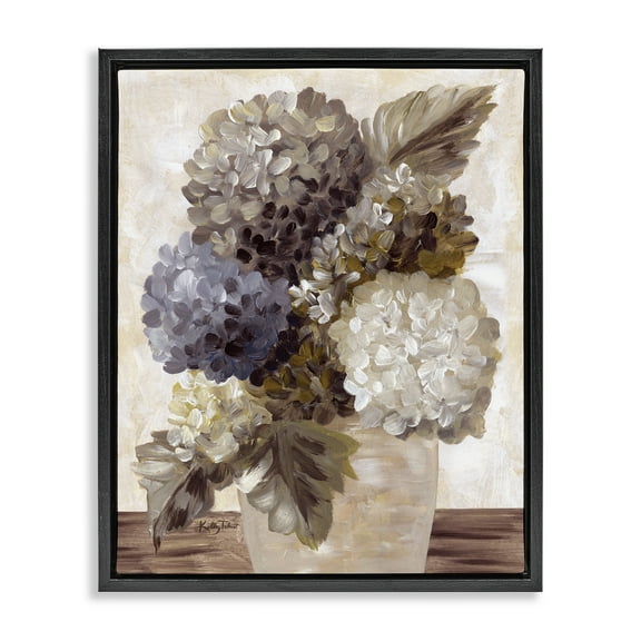 Stupell Industries Full Hydrangea Blooms Botanical & Floral Painting Black Floater Framed Art Print Wall Art, 17 x 21