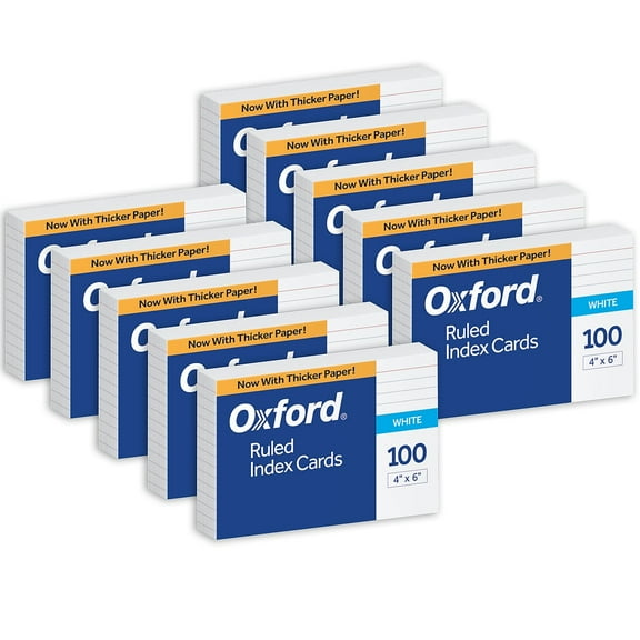 Oxford Ruled Index Cards 4" x 6" White 100/Pack 10 Packs (ESS41EE-10)
