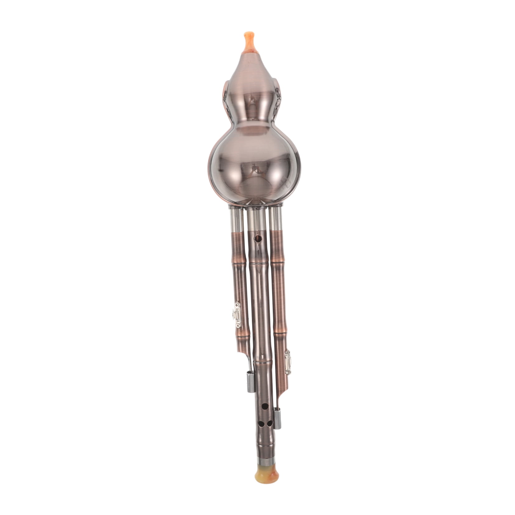 Hemobllo B Key Chinese Hulusi Flute Copper Plated Gourd Wind Instrument for Student Performance