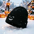 thumbnail image 4 of Halloween Pumpkin Knitted Beanie Hat Winter Thick Warm Soft Cute Hat for Halloween Black01 Free Size, 4 of 6