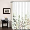 thumbnail image 5 of Green and White Shower Curtain, Fabric Shower Curtains for Bathroom, Plant Leaves Shower Curtain Sets with 12 Hooks 72''''×72‘’ (Green White), 5 of 6