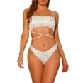 thumbnail image 1 of Conjuntos de bikini de lunares irregulares para mujer, 2 piezas, con tirantes ajustables y desmontables, trajes de baño blancos, talla grande, 1 of 5