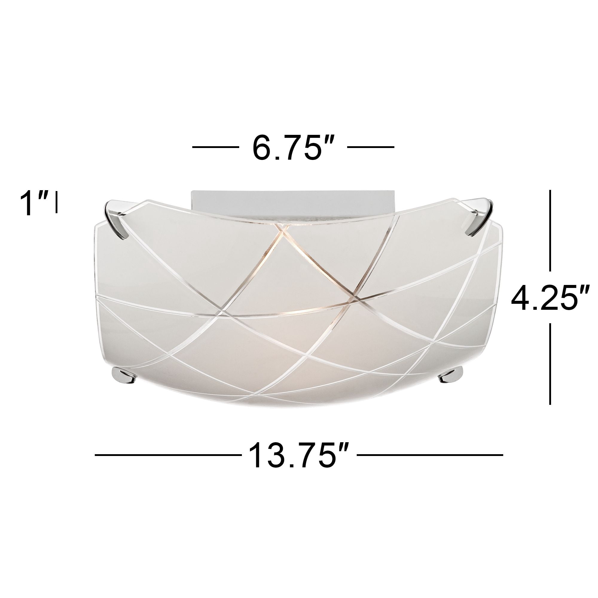 Possini Euro Design Lattice Modern Ceiling Light Semi Flush Mount Fixture 13 3/4" Wide Chrome 2-Light Square Frosted Glass for Bedroom Kitchen Hallway