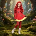 thumbnail image 6 of KAWELL Princess Red Costumes Outfits with Gloves Halloween Wonderland Cosplay Dress Up 4-13 Years, 6 of 8