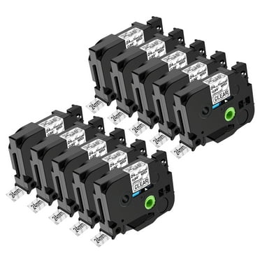 NineLeaf 10 Pack Compatible for Brother P-touch TZe-151 TZe151 TZ-151 TZ151 24mm 1 Inch Black on Clear Laminated Label Tape 0.94" x 26.2 ft