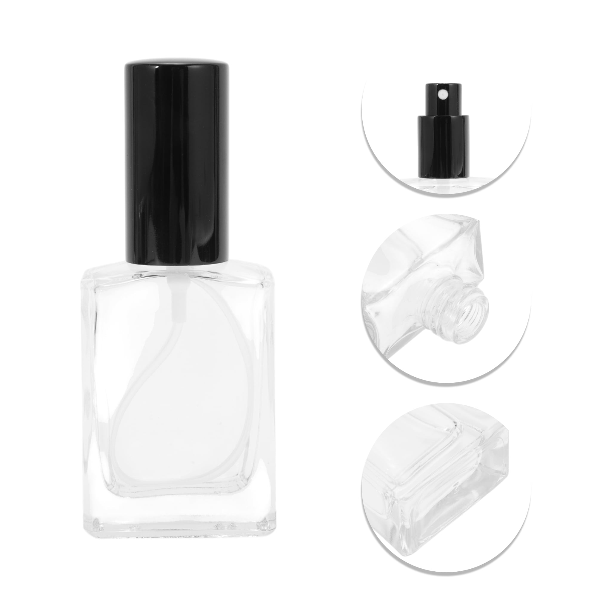 Unique Bargains Elegant 30ml/1oz Perfume Bottle with Spray 1 Pc Black Flat Square Bottle