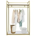 thumbnail image 2 of SHZICMY  Gold Closet Garment Rack Organizer Clothes Hanger Rail Double Deck Shelves, 2 of 15
