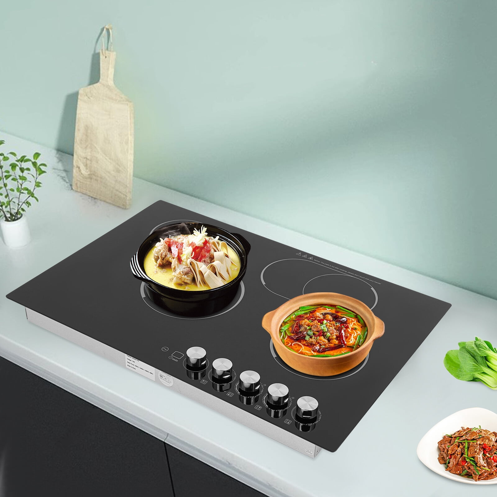 4 Burners 110V Knob Control Embedded Electric Stovetop Electric Cooktop Kitchens Cabins Snack Bars