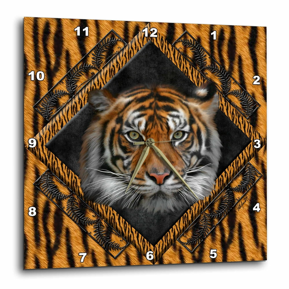 3dRose Diamond Tiger Wall Clock, 10 by 10inch