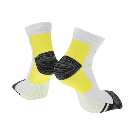 Unique Bargains Cycling Socks Anti-Friction Shock Absorption Outdoor Bike Socks Yellow White Size M Neutral and Universal 1 Pair Color Matching