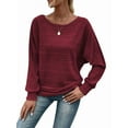 thumbnail image 2 of Women'S Soft Long Sleeve Blouses Crewneck Pullover Tops Casual Batwing Knitted Oversized Outfits 2025, 2 of 9