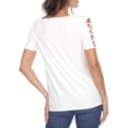 thumbnail image 3 of White Mark Women's Keyhole Neck Short Crisscross Sleeve Top, 3 of 5
