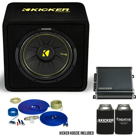 Kicker 12 Inch Comp Bass Package 44VCW122 with CXA4001 and amp wire kit