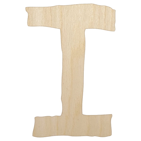 Letter I Uppercase Cute Typewriter Font Wood Shape Unfinished Piece Cutout Craft DIY Projects - 4.70 Inch Size - 1/8 Inch Thick