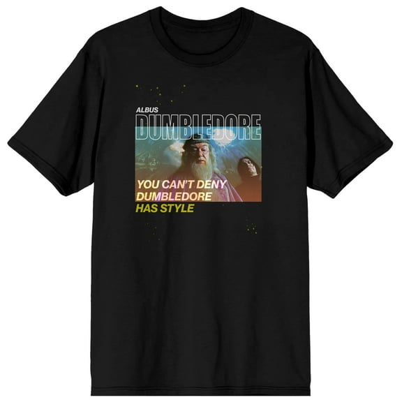 Albus Dumbledore and Severus Snape Harry Potter Characters Men's Black Graphic Tee- XL