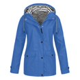 thumbnail image 1 of Veste à Rayures pour Femmes avec Cordon de Serrage, Veste de Randonnée Imperméable d'Hiver Chaude à Capuche, Manteau de Sport, 1 of 4