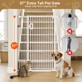 thumbnail image 2 of AOPEC 57" Extra Tall Pet Gate, Auto Close Dog Door Pressure Mounted No Drilling for Doorways, Hallways, Stairs, Expandable 27.5"-38.5" Wide, Narrow 1.18" Spacing for Small Dogs & Puppies, White, 2 of 7