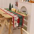 thumbnail image 6 of Hxlamzoo Christmas Table Flag & Printed Rectangular Tablecloth with Fringe - Red & Gray Holiday Home Decor, Soft Cloth 120x35cm for Festive Party Decorations, 6 of 7