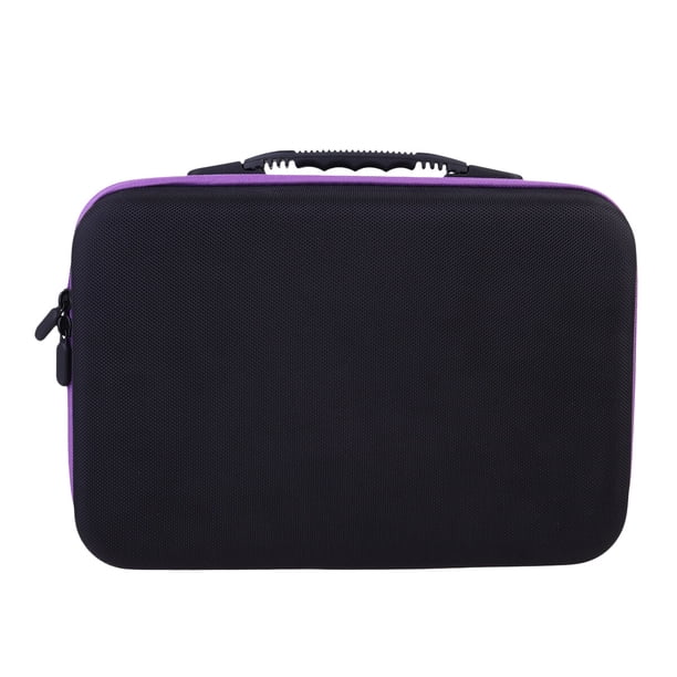 Bolsa de almacenamiento de aceites esenciales de 15 ml, organizador portátil de viaje con 60 compartimentos (morado, forro de 15 ml)