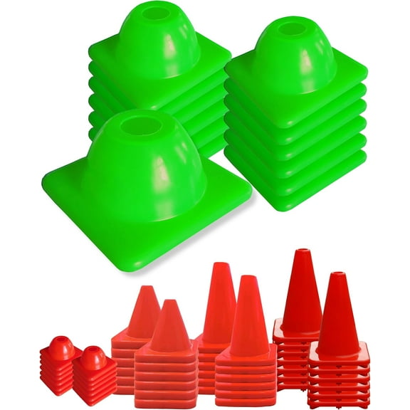 2in/6in/9in/12in/28in Heavy Duty Agility Training Cones for Sports & Kids Coaching, Field Markers for Motorcycle, Bikes, Traffic, Basketball, Soccer Drills, Durable, Multipurpose, Adjustable