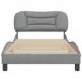 thumbnail image 3 of vidaXL Bed Frame with Headboard Light Grey 100x203 cm Fabric, 3 of 5