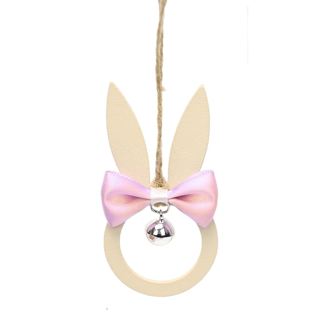 Conejo de madera de Pascua con pajarita, decoración de campana, colgante de conejo, decoración de fiesta, manualidad para regalo