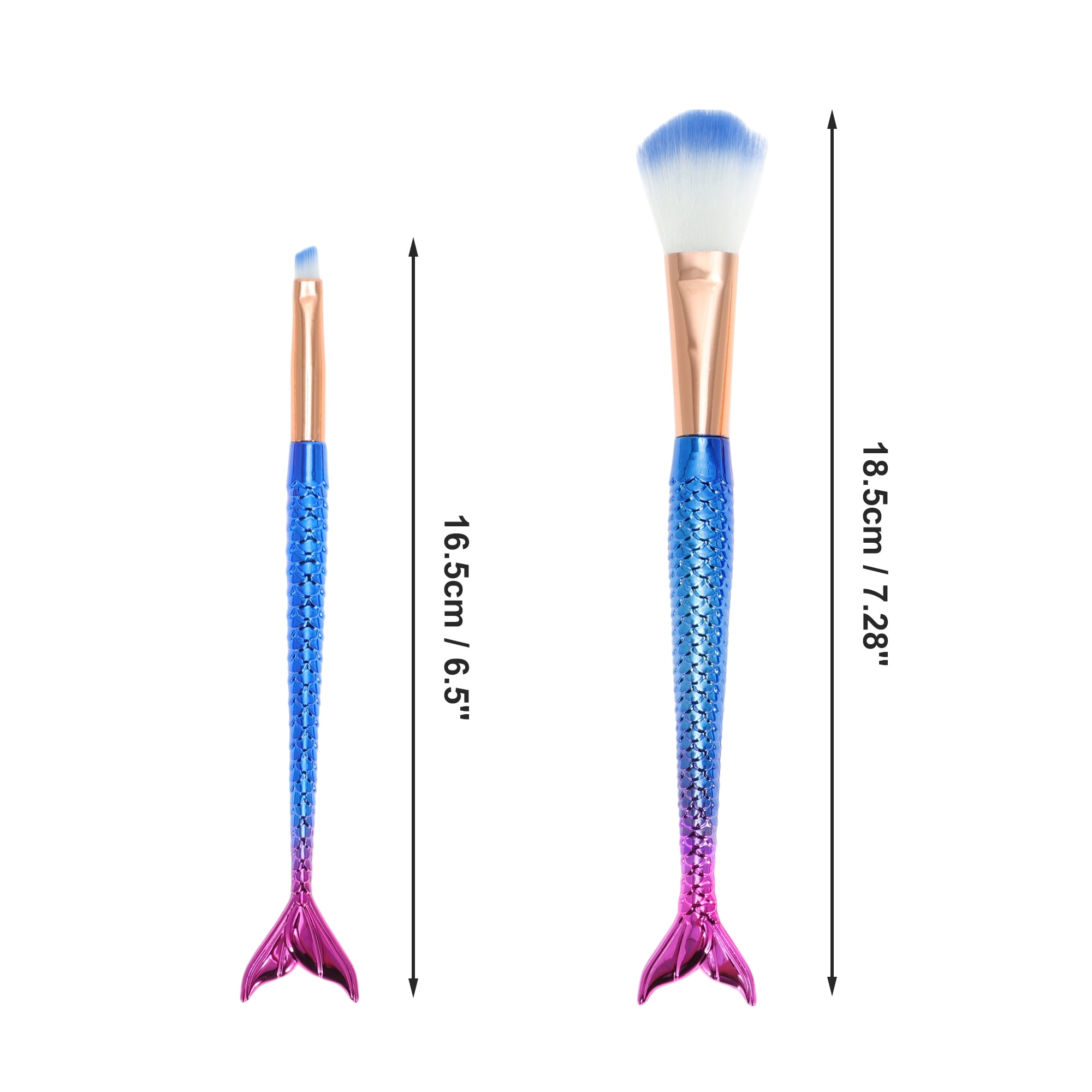 Unique Bargains 4 Pcs Soft Portable Mermaid Makeup Brush Set for Cosmetic Blue