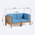 thumbnail image 3 of GDF Studio Cascada Outdoor Acacia Wood Loveseat with Cushions, Teak and Blue, 3 of 11
