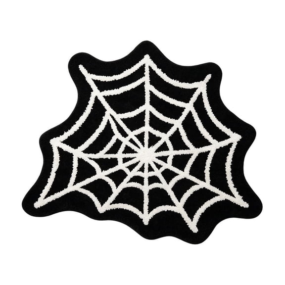 18×28 Inch Halloween Spider Web Bath Mat, Non Slip Absorbent Bathroom Rug, Spooky Cobweb Floor Mat for Tub, Bedroom, Kitchen, Indoor Halloween Home Decor (A)