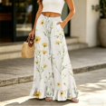 thumbnail image 2 of Sewkxo Boho Wide Leg Pants for Women Flowy Drawstring Floral Palazzo Pants Baggy Tropical Hawaiian Pull on Beach Pant,Purple XL, 2 of 6