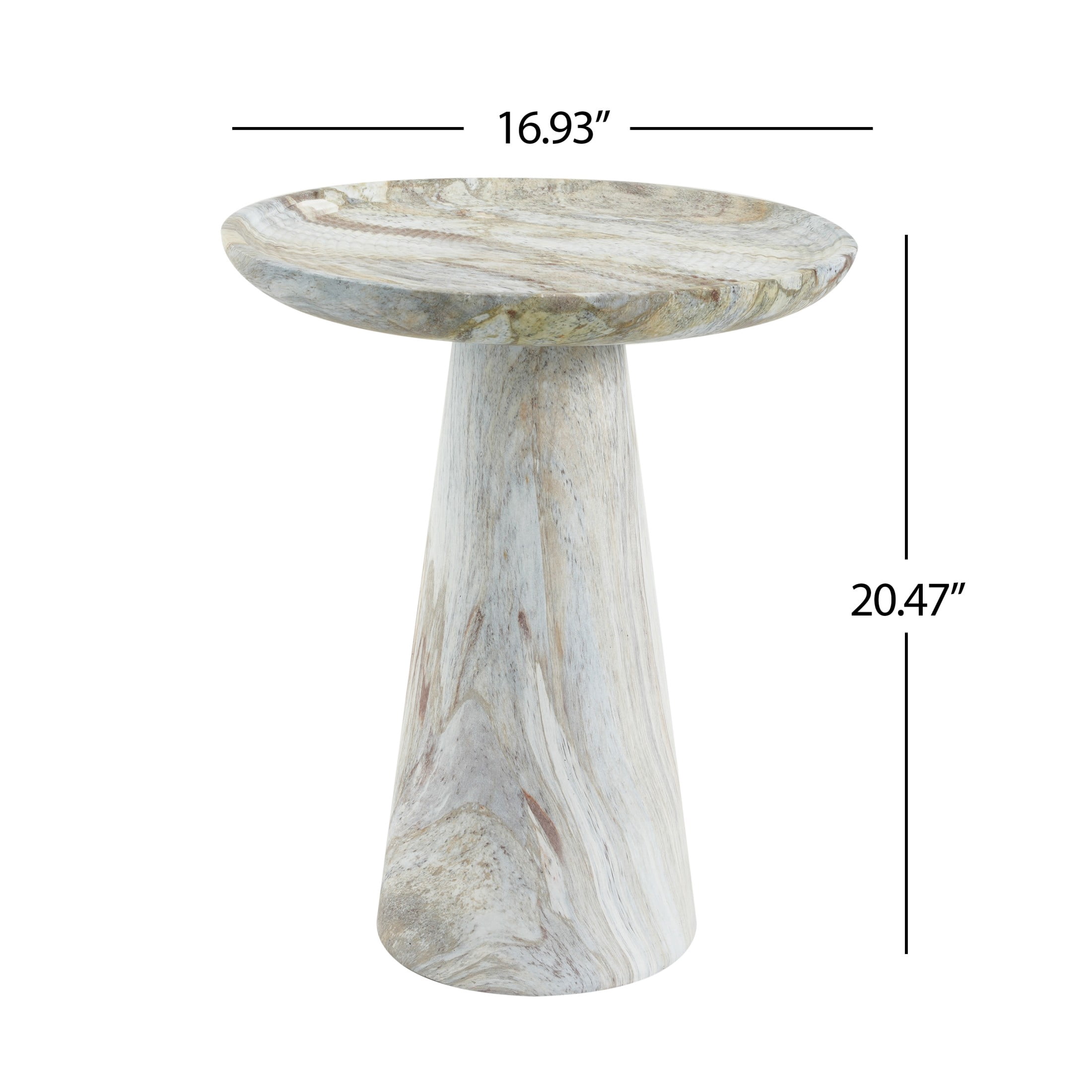 Christopher Knight Home Modern Lightweight MGO Accent Side Table with Pedestal Base, Mist Stone