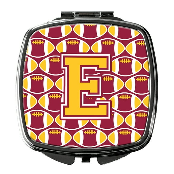 Letter E Football Maroon and Gold Compact Mirror