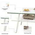 thumbnail image 4 of Gzxs 38.58 Inch Rectangle Glass Coffee Table, 2-Tier Modern Tea Table Cocktail Table with White Metal Legs for Living Room, Home Office, 4 of 7