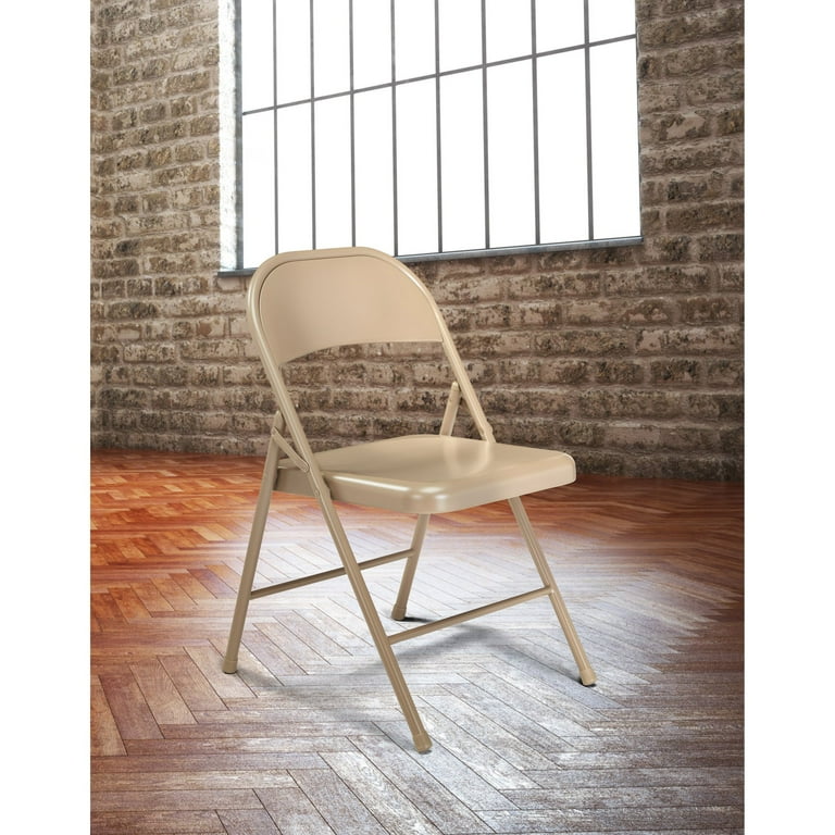 Beige metal stackable folding chair new arrivals