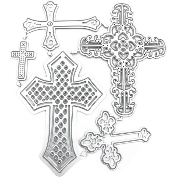 Set de 5 troqueles de corte metálicos en forma de cruz Mvchifay para scrapbooking