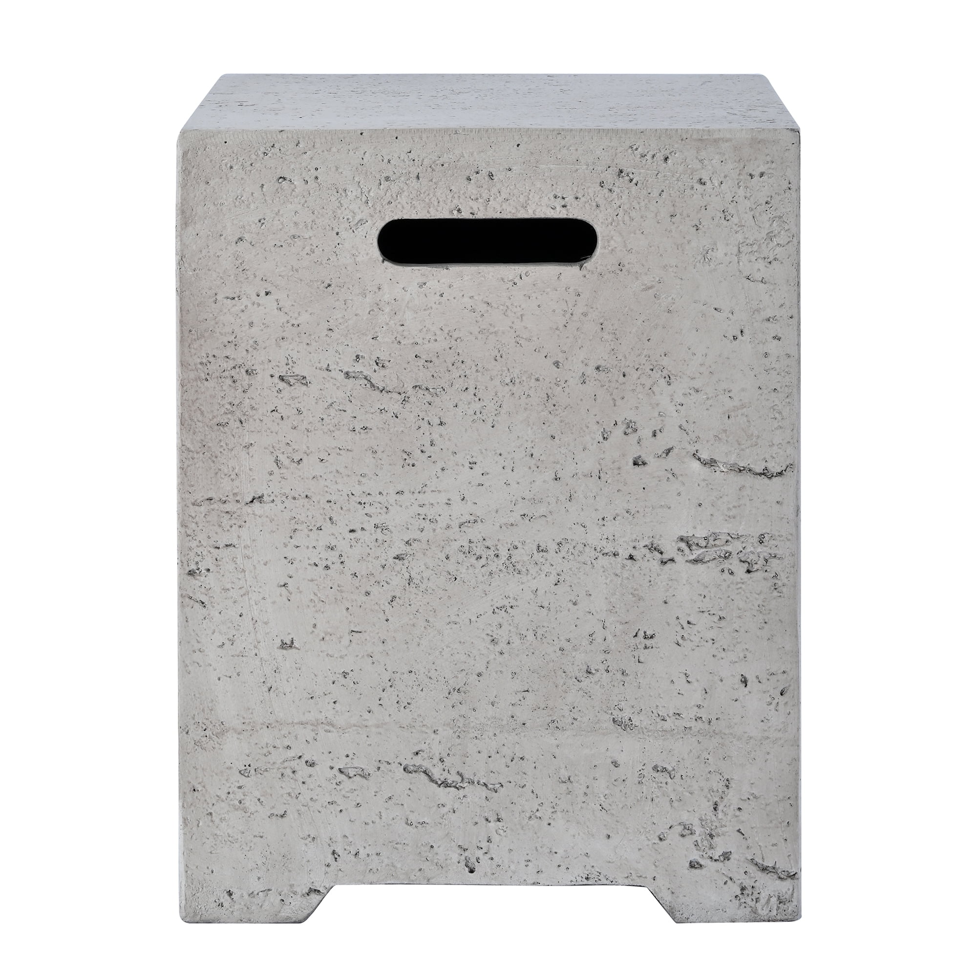 Mintazer 15.75" Outdoor Propane Tank Cover Table with Side Handles & Protective Cover for Patio Backyard, No Assembly Needed, Light Gray