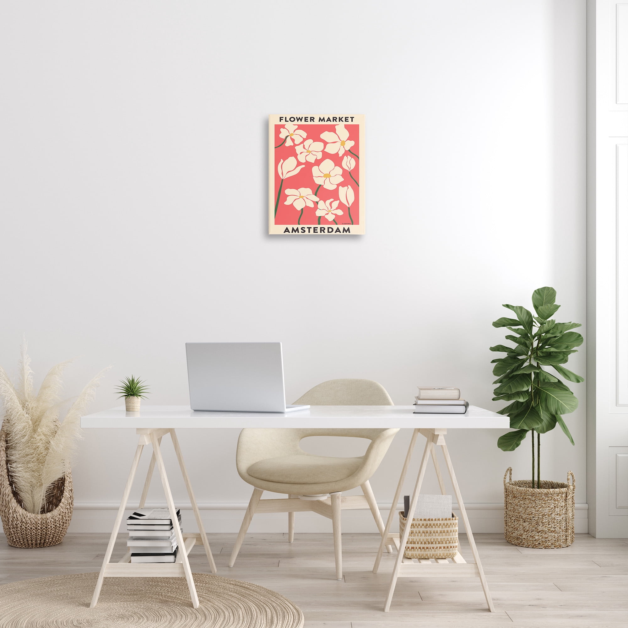 Stupell Industries Amsterdam Flower Market Botanical & Floral Painting Gallery Wrapped Canvas Art Print Wall Art, 16 x 20