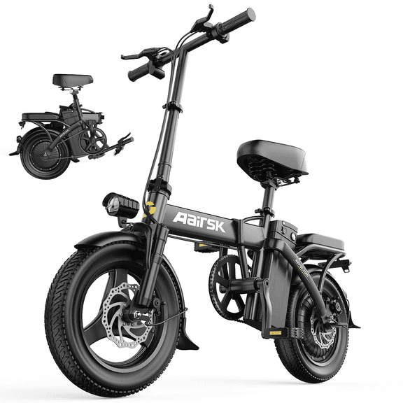 Small Electric bike for Adult Teens,500W Brushless Motor,Top Speed 20MPH,30Miles Long Range,Foldable 14''City Commuting E-bicycle