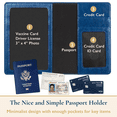 thumbnail image 3 of ComfiTime Passport Holder – Slim Passport Wallet with Vaccine Card Holder and Credit Card Slots, 2 Bonus Travel Luggage Tags, Waterproof PU Leather Passport Cover/ Case, Navy Blue, 3 of 10
