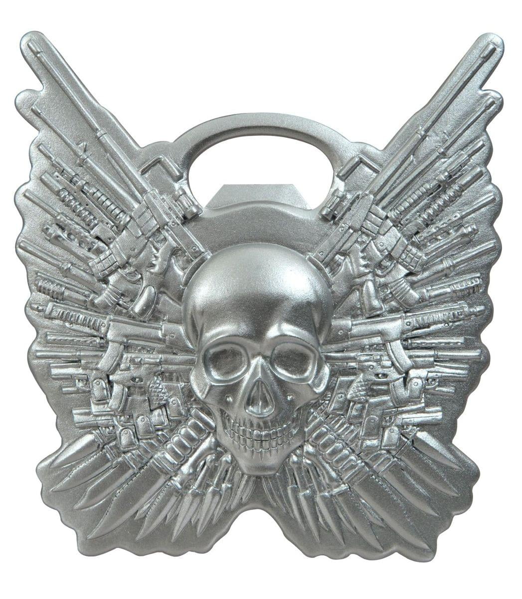 NEW IN BOX THE EXPENDABLES METAL BOTTLE OPENER 4 INCHES SKULL AND GUNS 