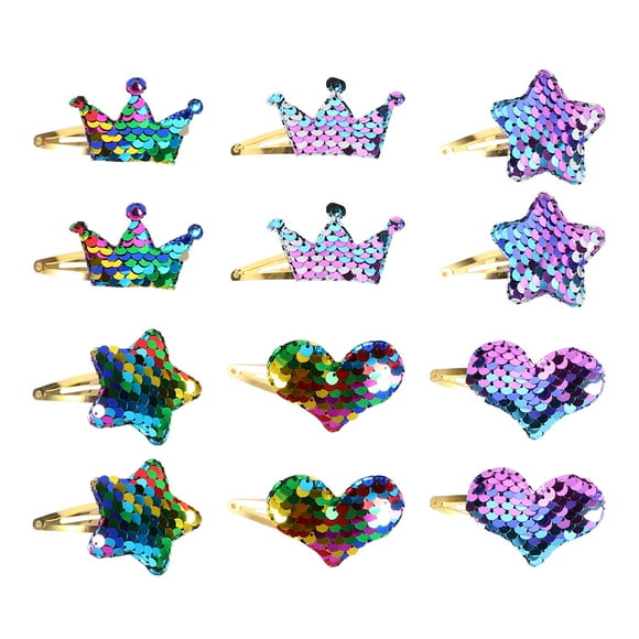 EeaseMX 12 horquillas con forma de corazón y lentejuelas para niña, horquillas creativas para el pelo.