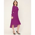 thumbnail image 3 of Moomaya Solid Rayon Long Sleeve Fit & Flare Dress - Round Neck Casual Dress, 3 of 9