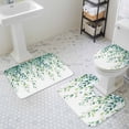 thumbnail image 3 of Summer Leaf Bathroom Rugs Set Gradient Green Eucalyptus Leaf Watercolor Plant Non Slip Absorbent Soft Bath Mats 3 Piece Set with Bathroom Rug, U-Shaped Floor Mat, Toilet Seat Cover Small Size, 3 of 9
