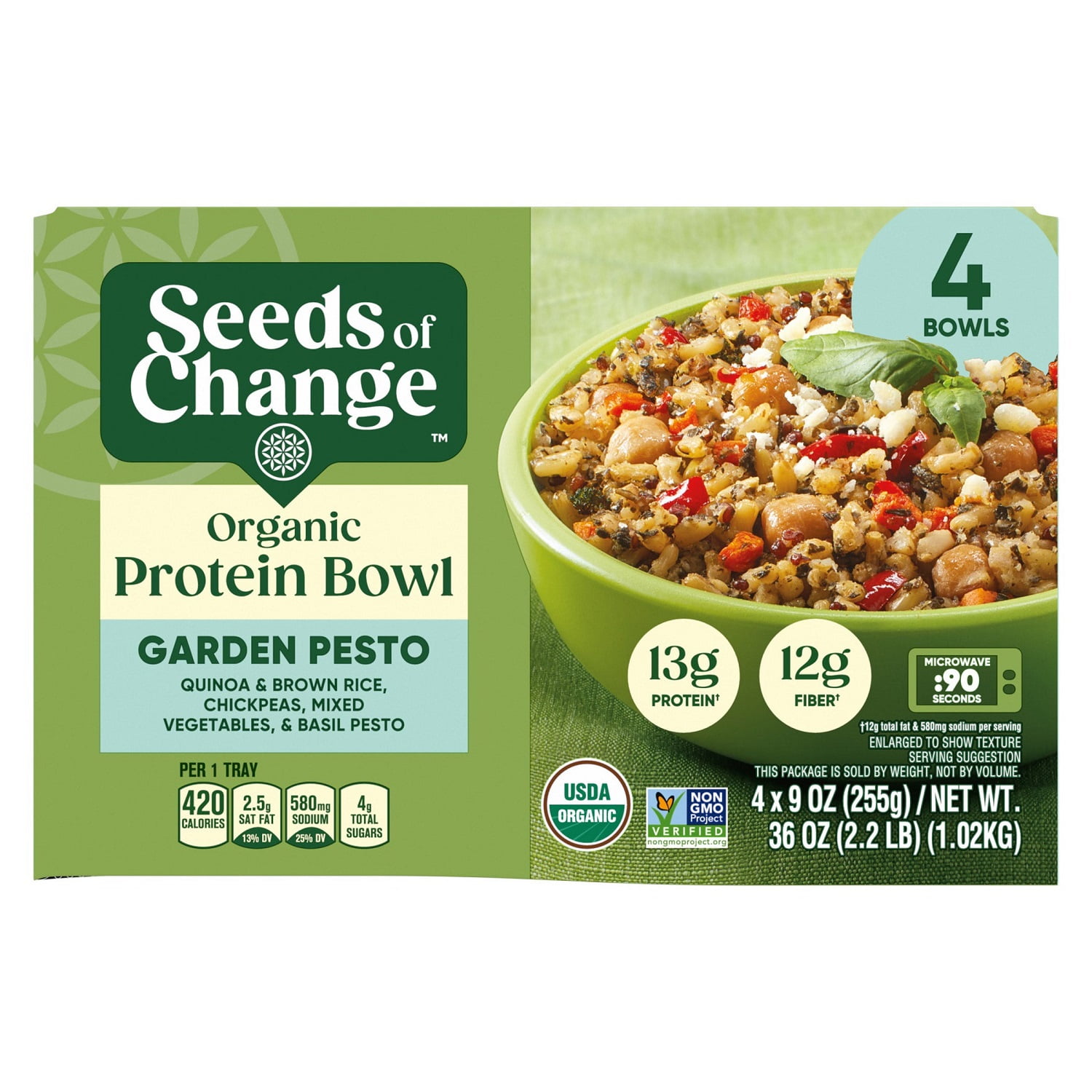 Seed of Change Organic Garden Pesto Protein Bowl, 9 Ounce (Pack of 4)