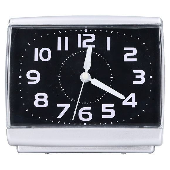 Reloj despertador cuadrado silencioso, estilo sencillo, reloj despertador de escritorio, decoración para el hogar, dormitorio de estudiantes, oficina, negro