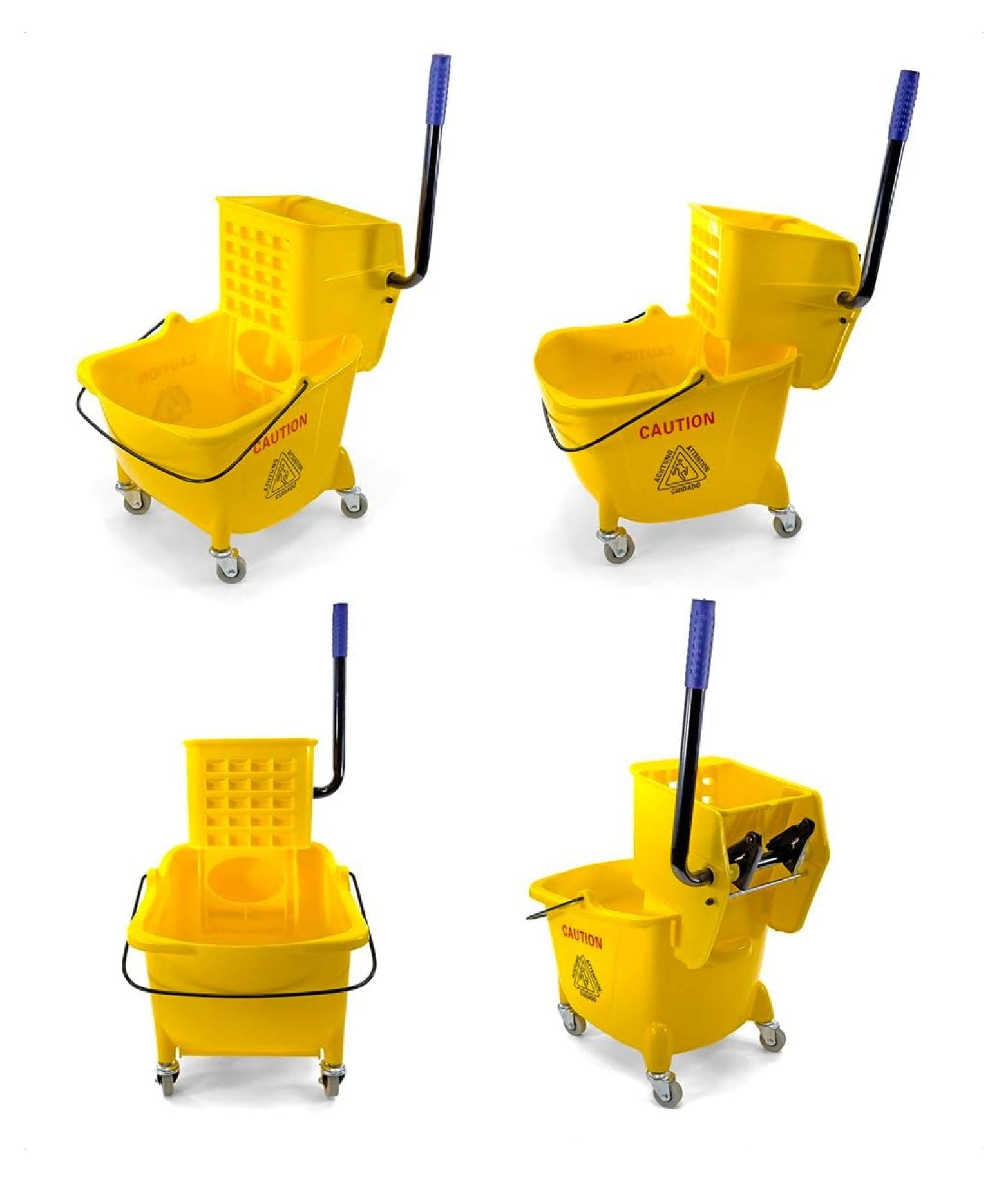 Mop Bucket 25 Quart | Side Press Wringer | 4 Wheels 2" | Yellow