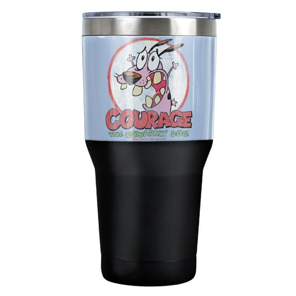 Courage The Cowardly Dog Vintage Courage Stainless Steel Tumbler 30 oz Coffee Travel Cup, Vacuum Insulated & Double Wall with Leakproof Sliding Lid