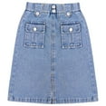 thumbnail image 3 of TiaoBug Kids Girls A-line Denim Skirts Split Elastic Waist Midi Cargo Jeans Skirt Skort Blue 9-10, 3 of 7
