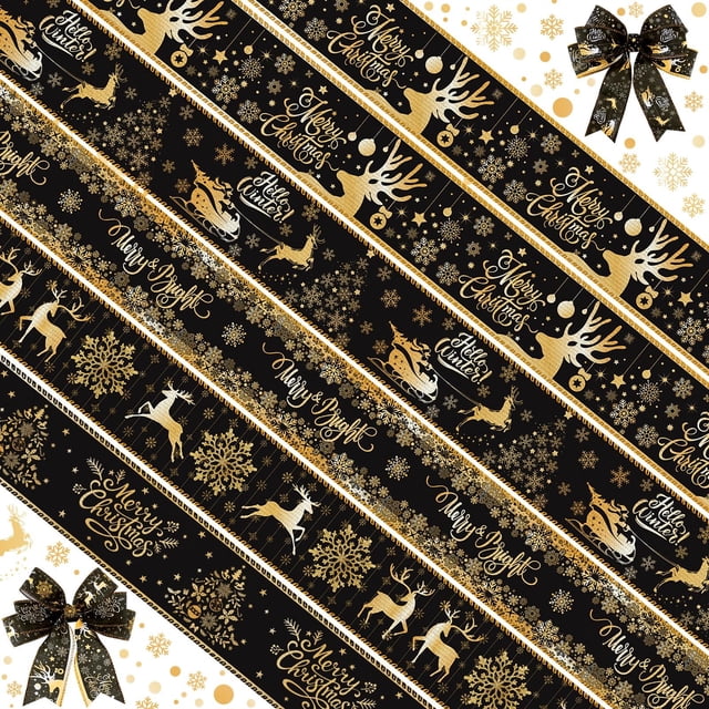 Cinta decorativa Yuxung, 6 rollos, 4,5 m, color negro champán, alambrada